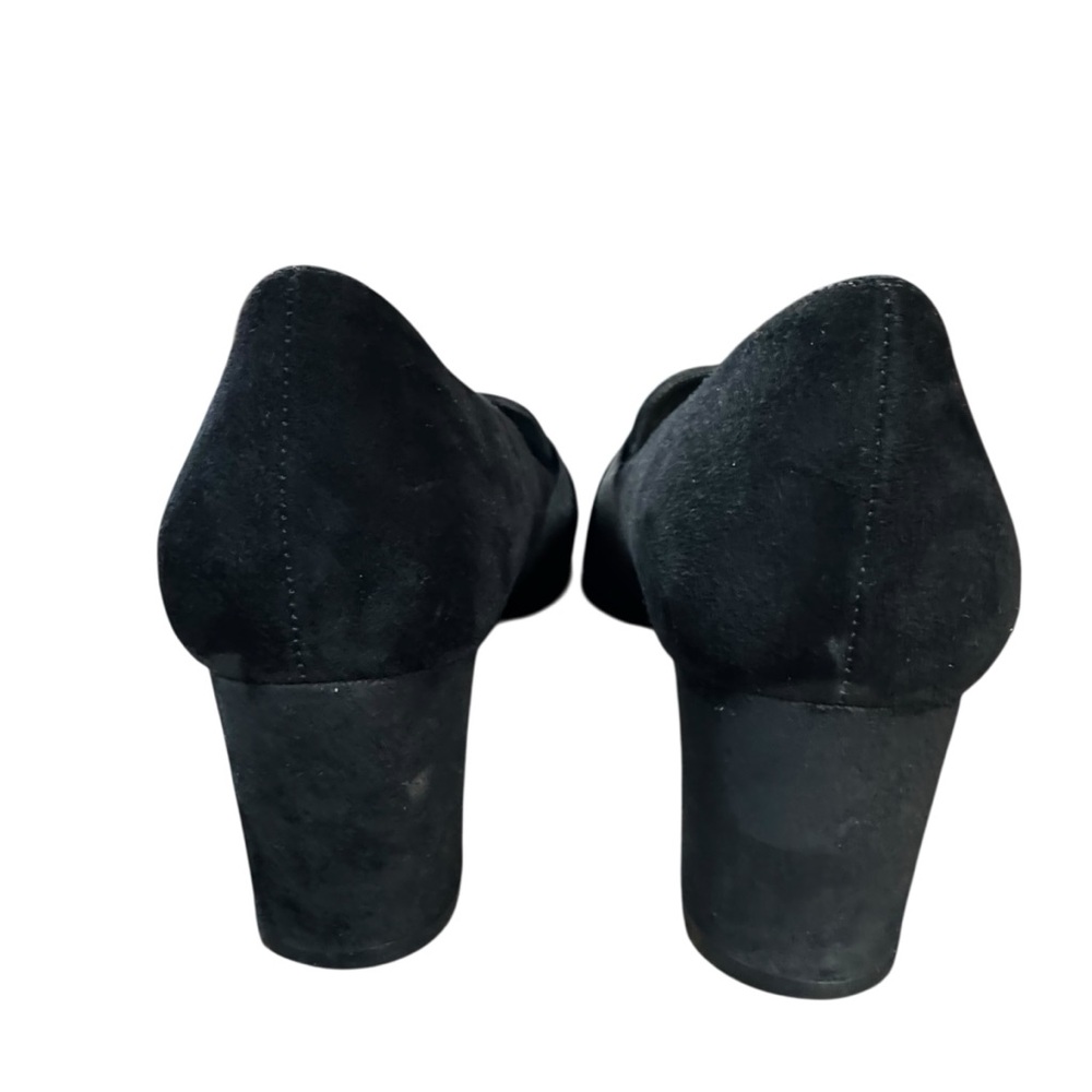 Women’s Stuart Weitzman Size 8 M Black Suede Pumps Heels w Crossover Elastic - Picture 7 of 11